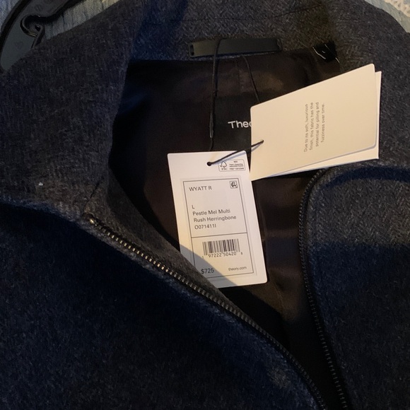 THEORY WYATT RUSH HERRINGBONE WOOL -BLEND JACKET size large brand new - Picture 13 of 14